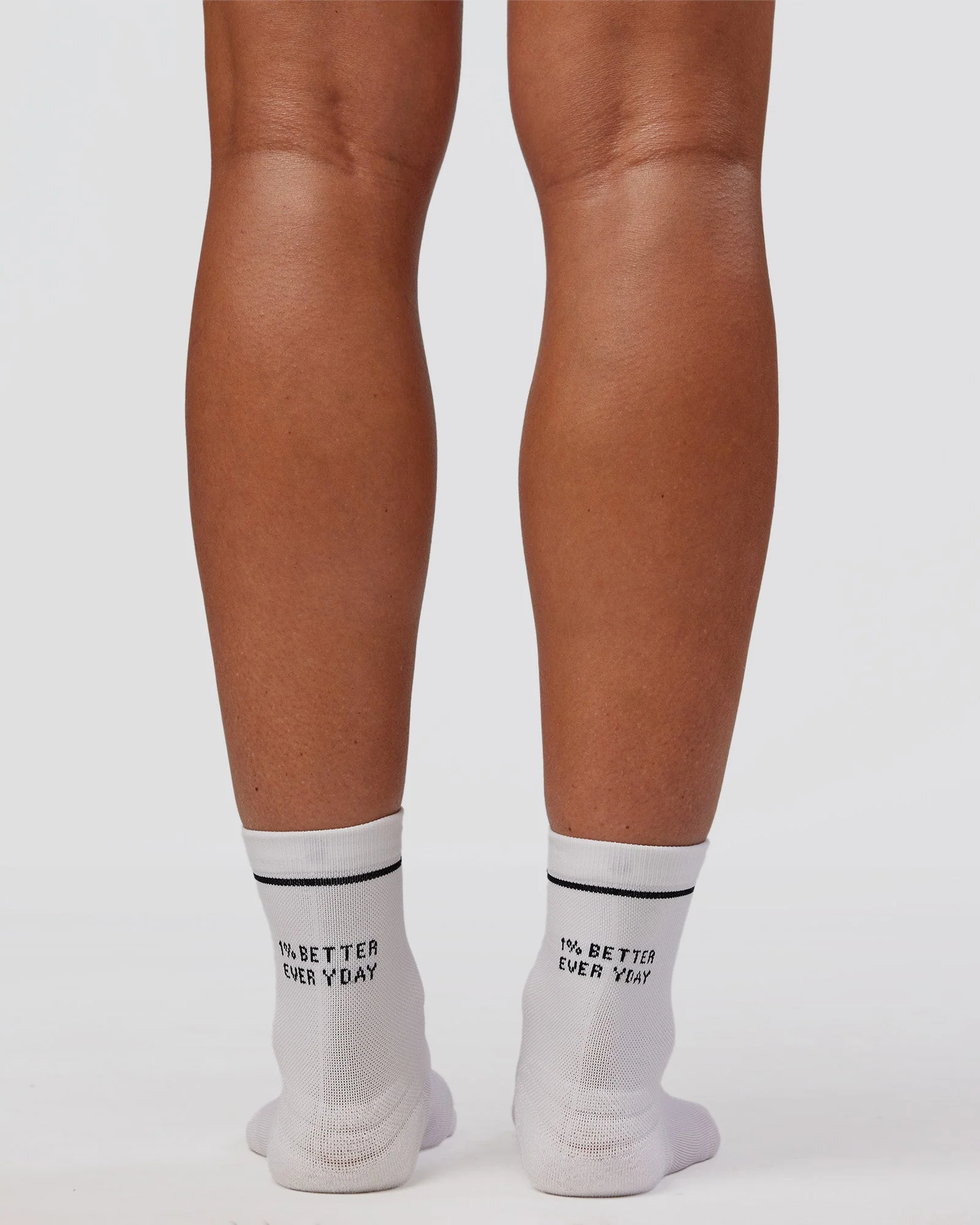 1% Better Performance Quarter Socks - White-Black - Image 3