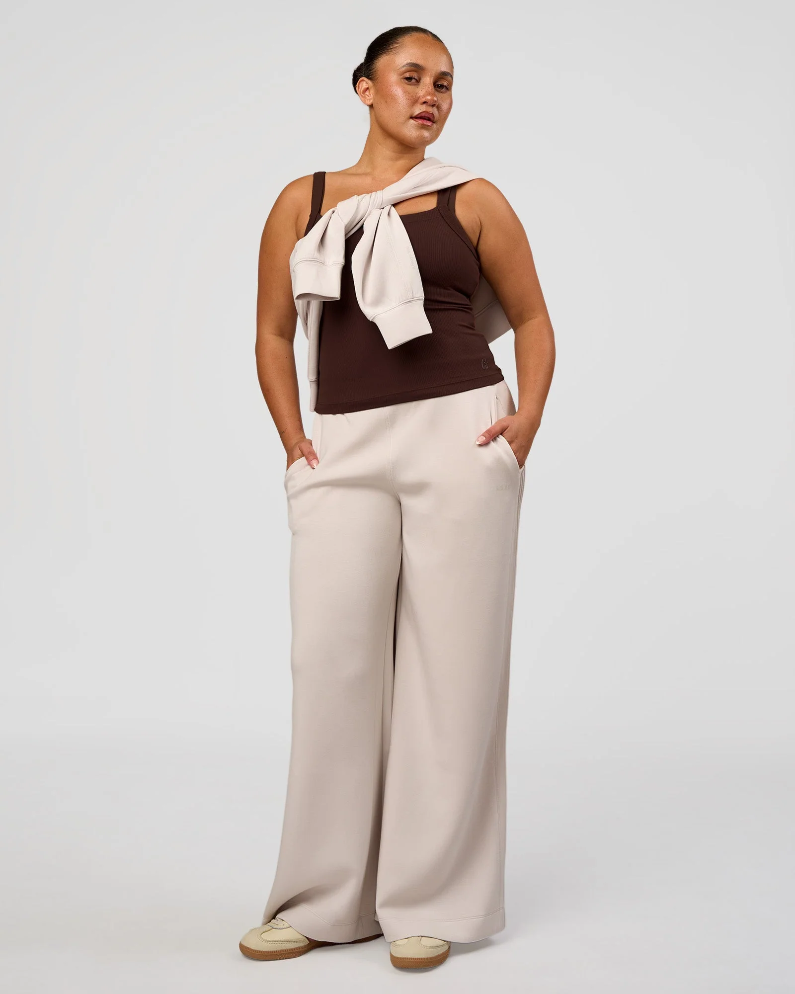 CF Move Through It Rib Tank - Hot Chocolate