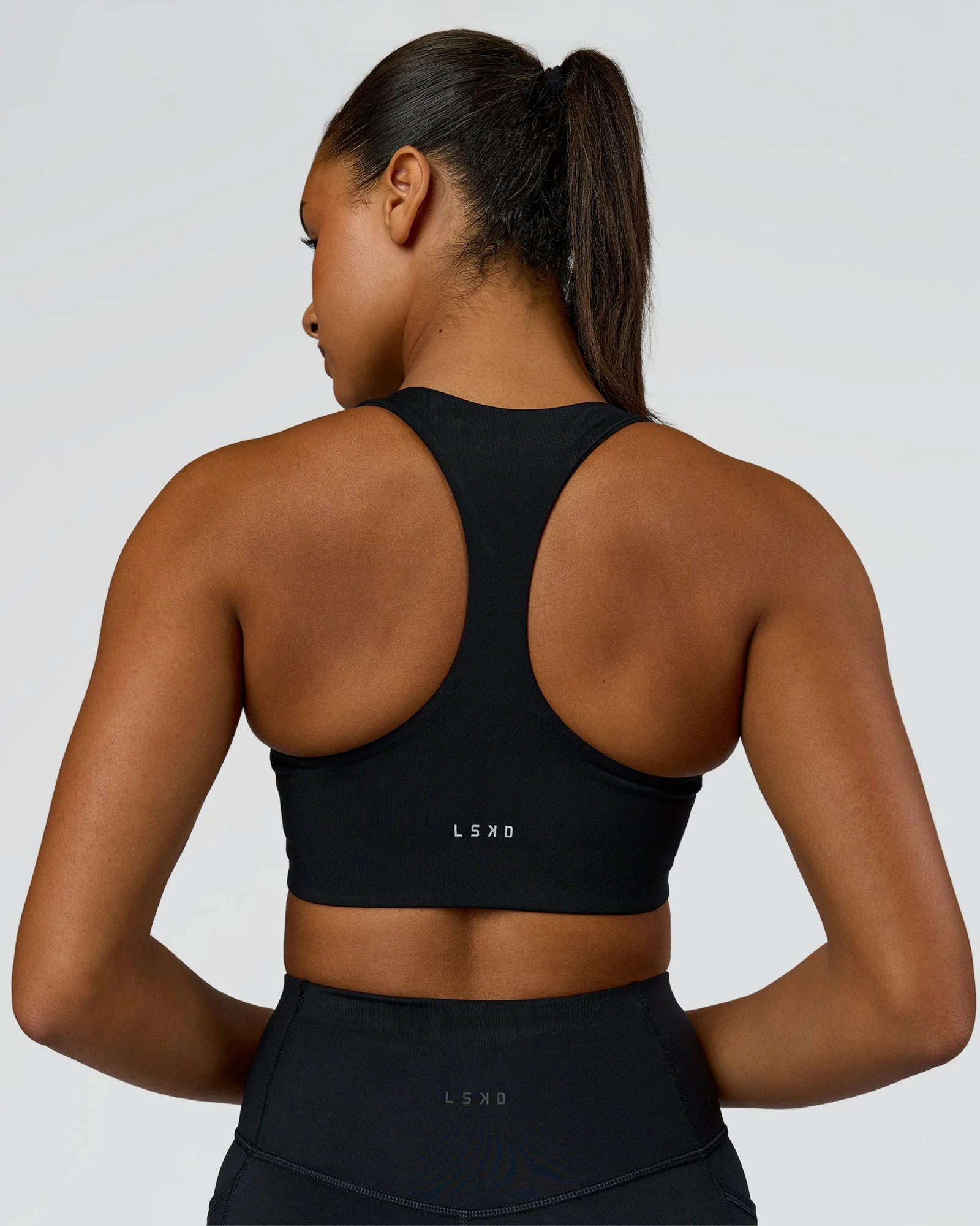 Elarra Zip Front Sports Bra - Black - Image 3