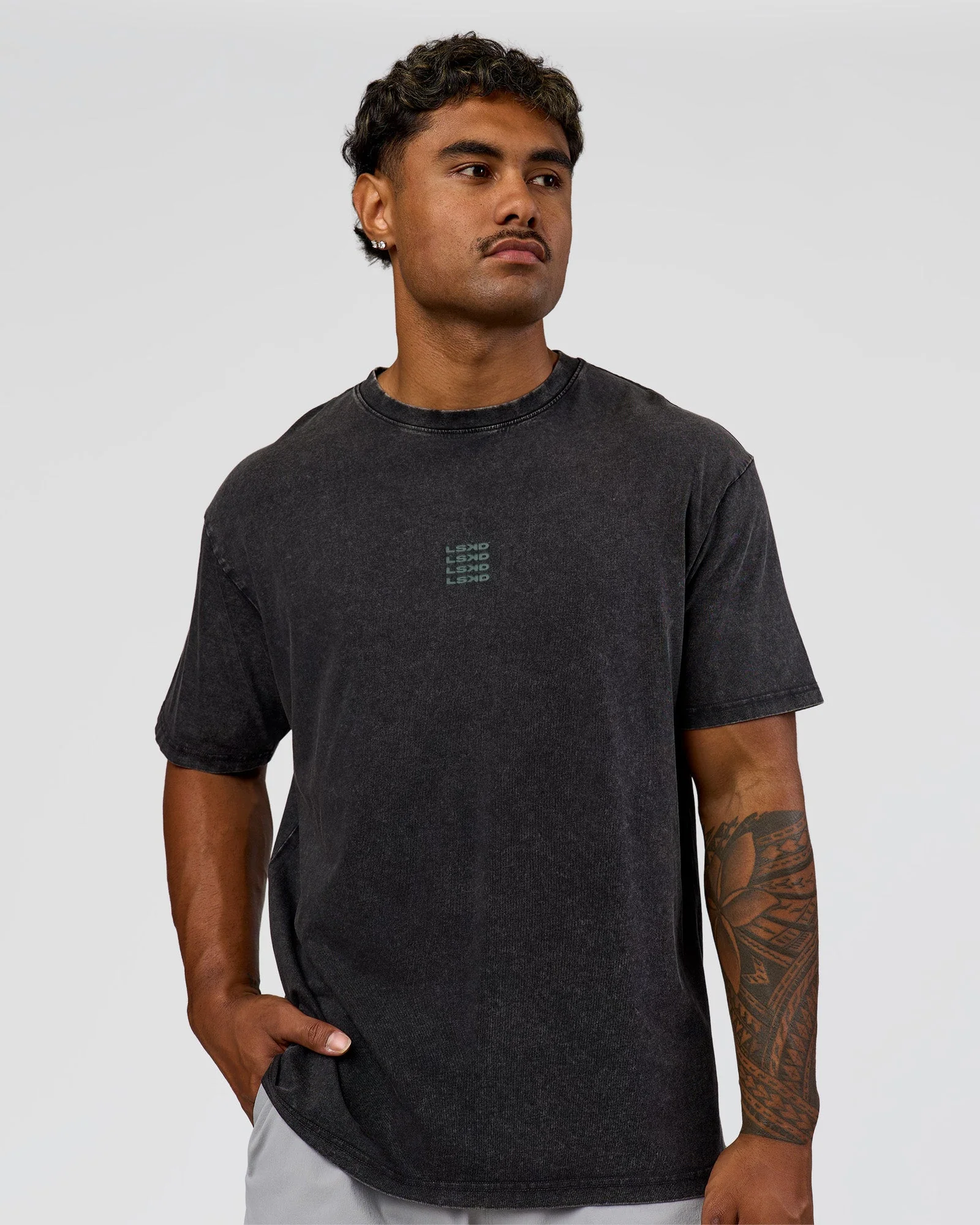 Everyday Elevation FLXCotton Oversized Tee - Black Washed-Carbon Green - Image 4