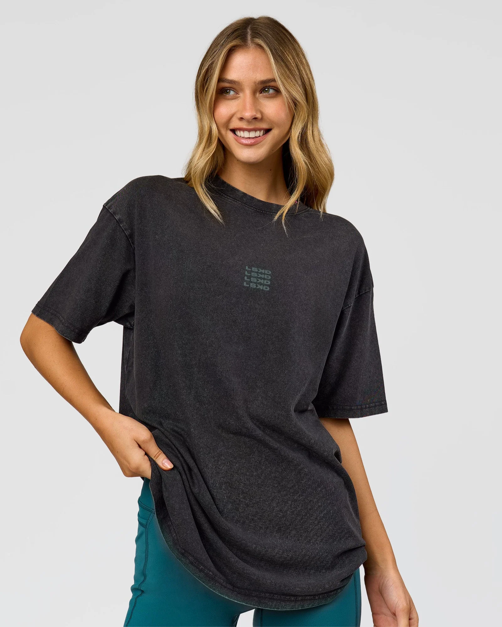 Everyday Elevation FLXCotton Oversized Tee - Black Washed-Carbon Green - Image 6