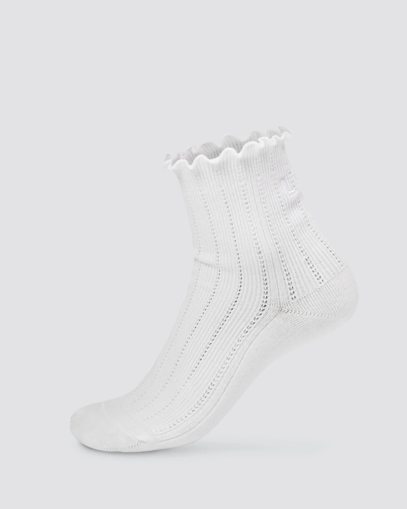 Frill Quarter Sock - White