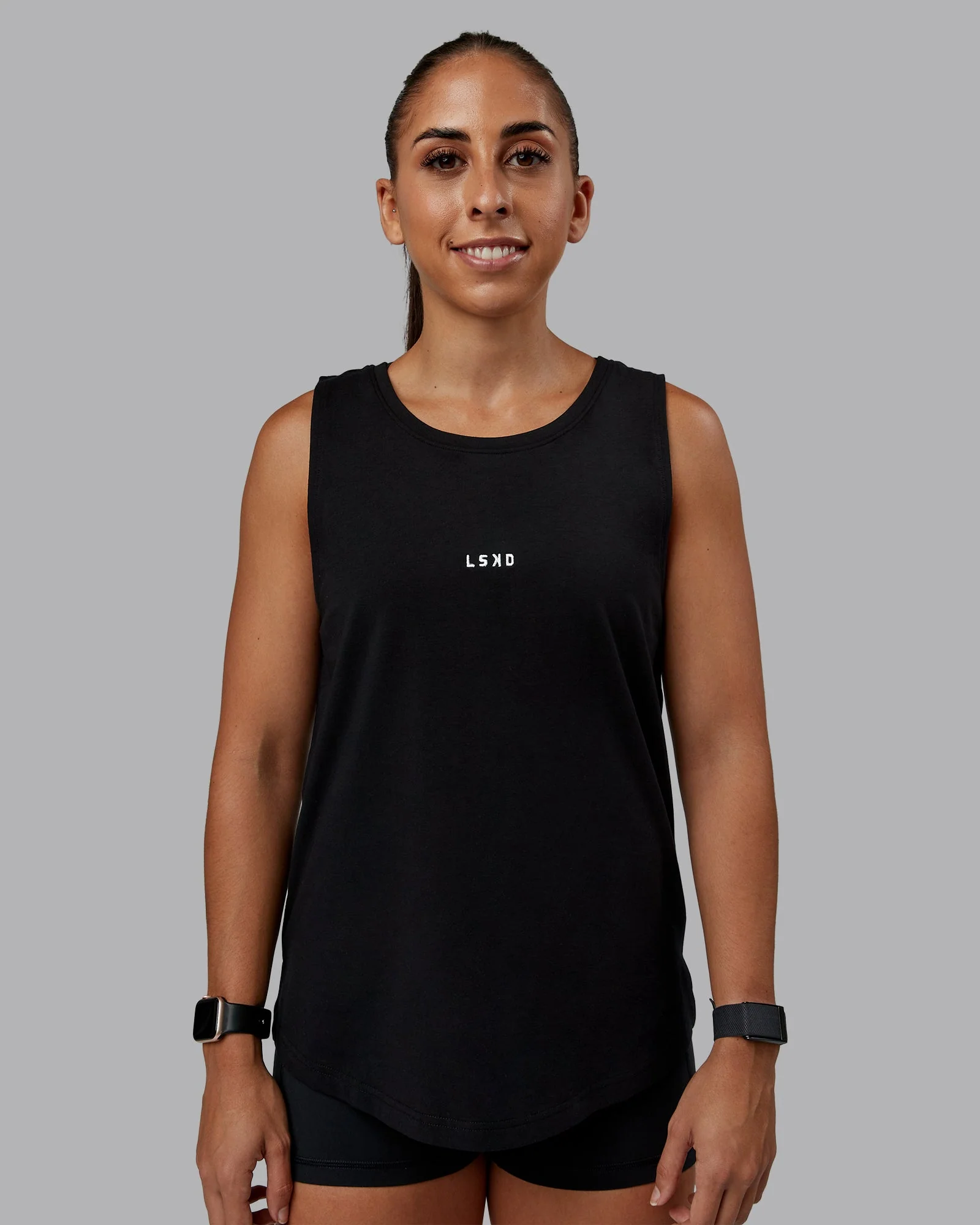 Go-To FLXCotton Longline Tank - Black-White - Image 3