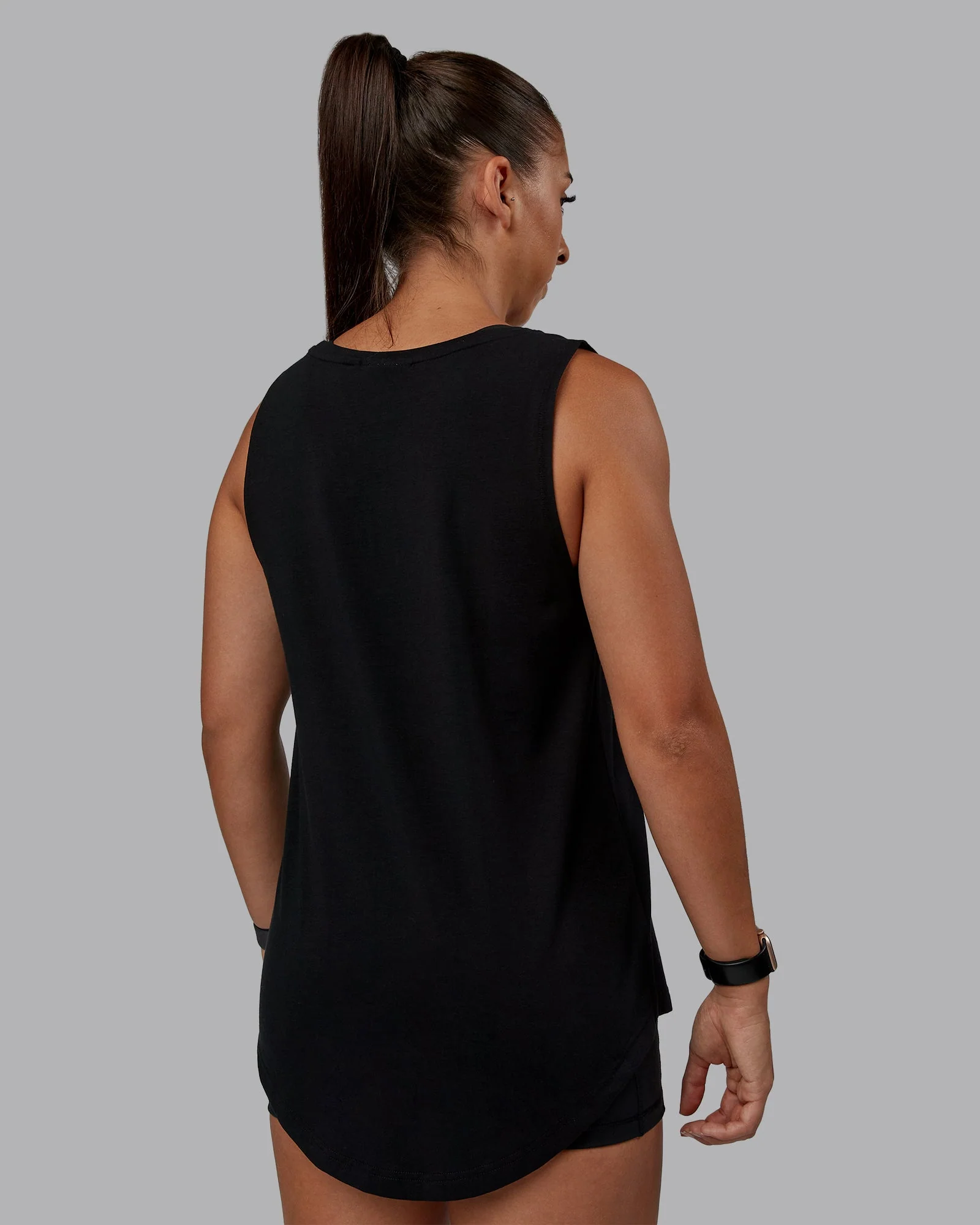 Go-To FLXCotton Longline Tank - Black-White - Image 4