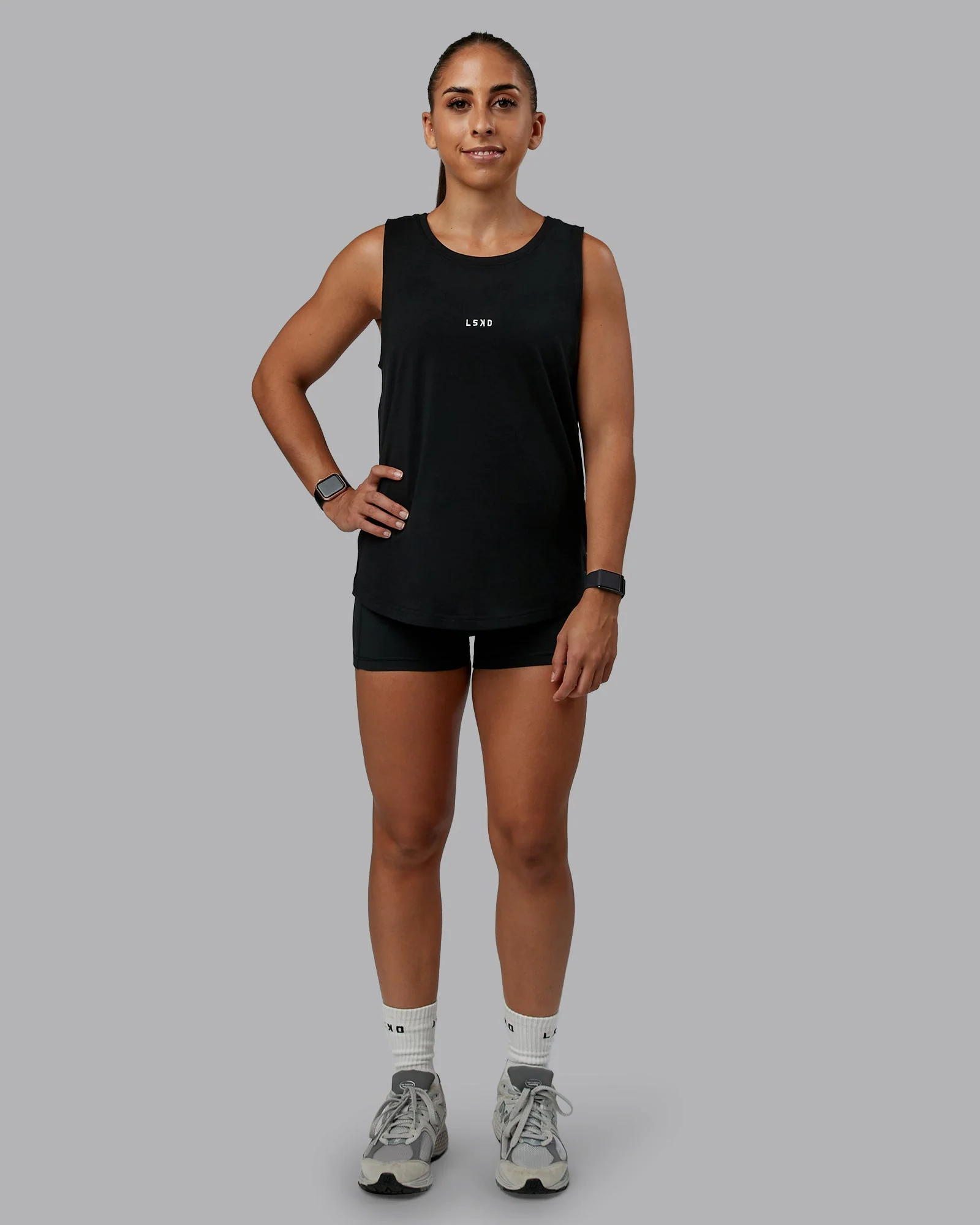 Go-To FLXCotton Longline Tank - Black-White - Image 5