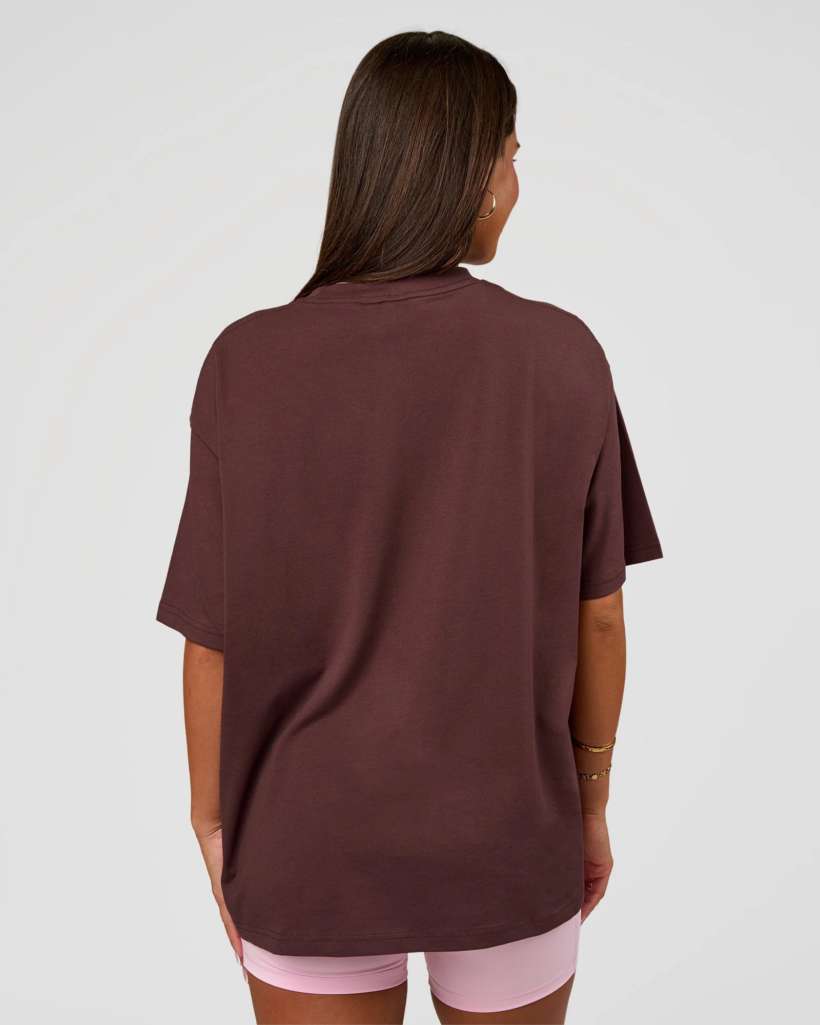 Go-To FLXCotton Oversized Tee - Cocoa Powder-White - Image 3