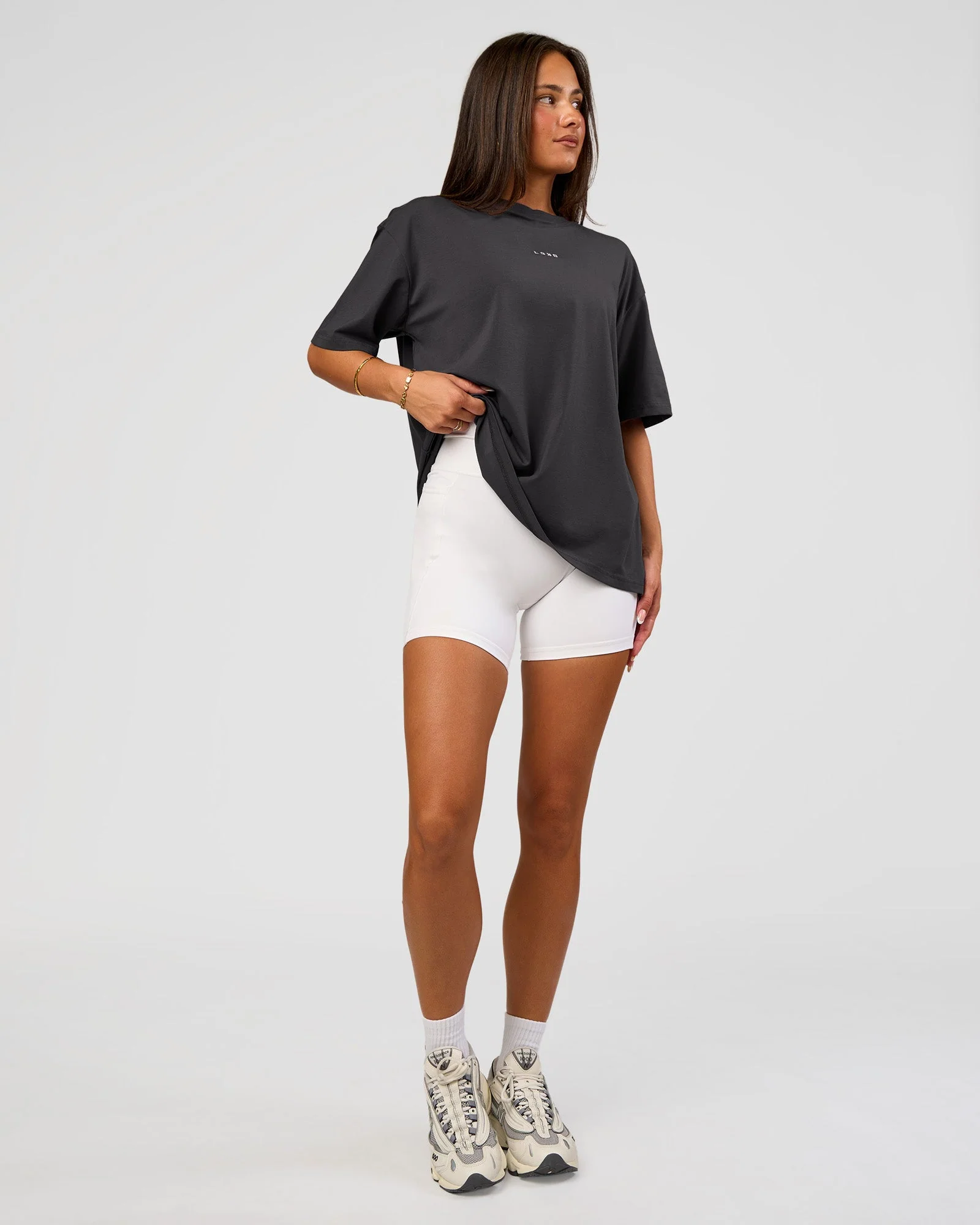 Go-To FLXCotton Oversized Tee - Dark Storm-White - Image 6