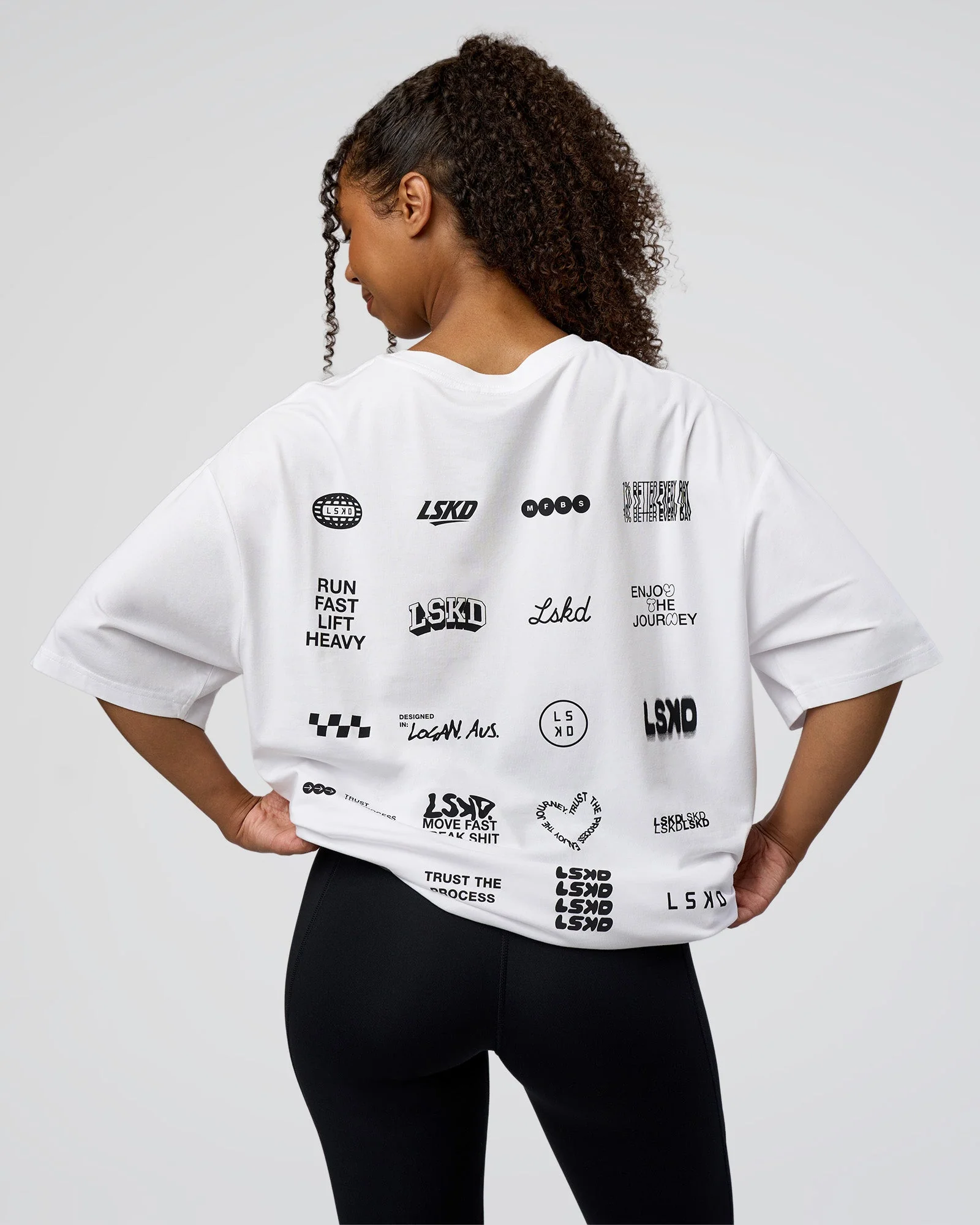Grid FLXCotton Oversized Tee - White-Black - Image 3