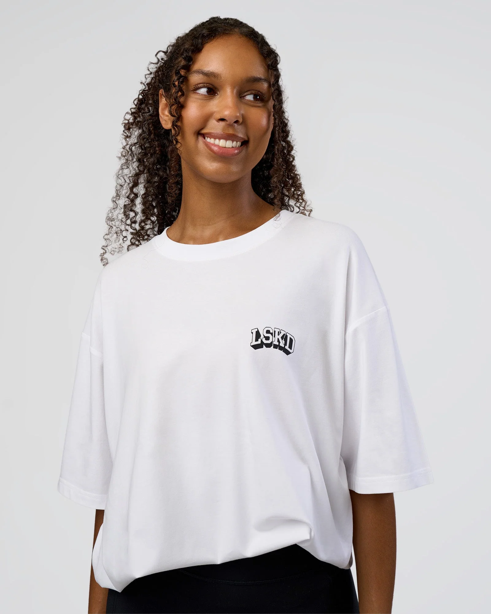 Grid FLXCotton Oversized Tee - White-Black - Image 4