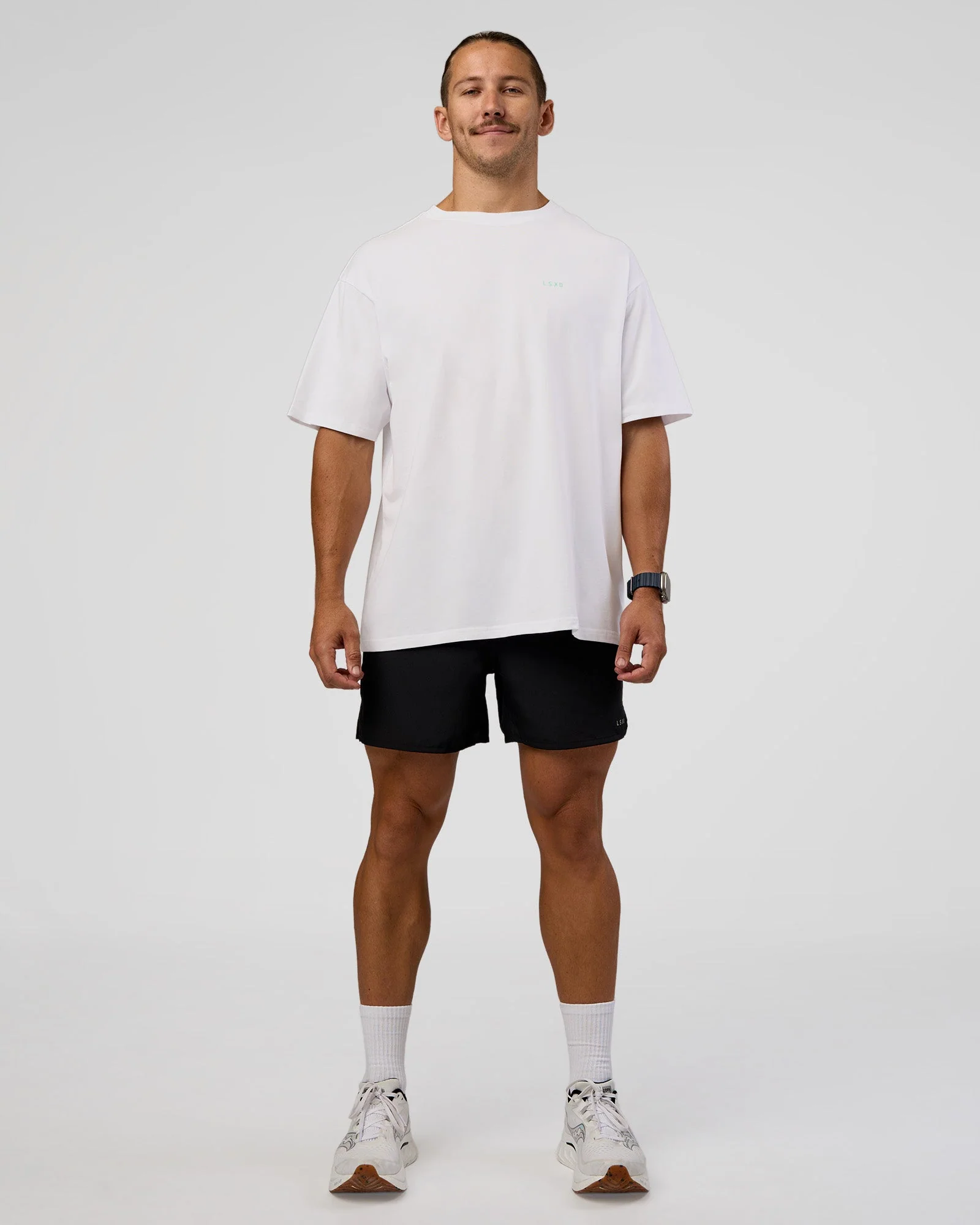 High Run FLXCotton Oversized Tee - White-Jelly Mint - Image 10