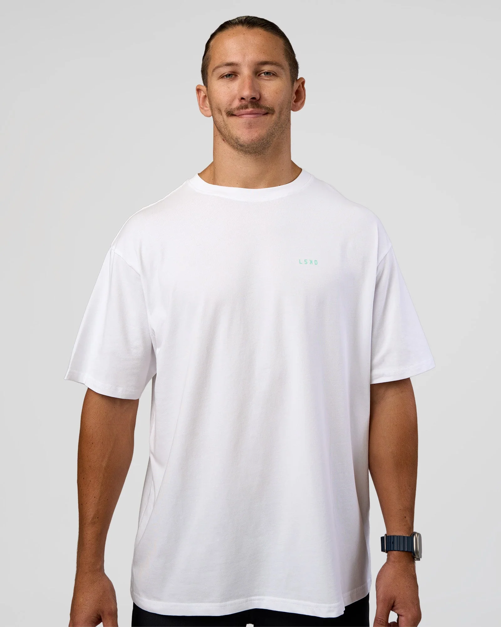 High Run FLXCotton Oversized Tee - White-Jelly Mint - Image 3
