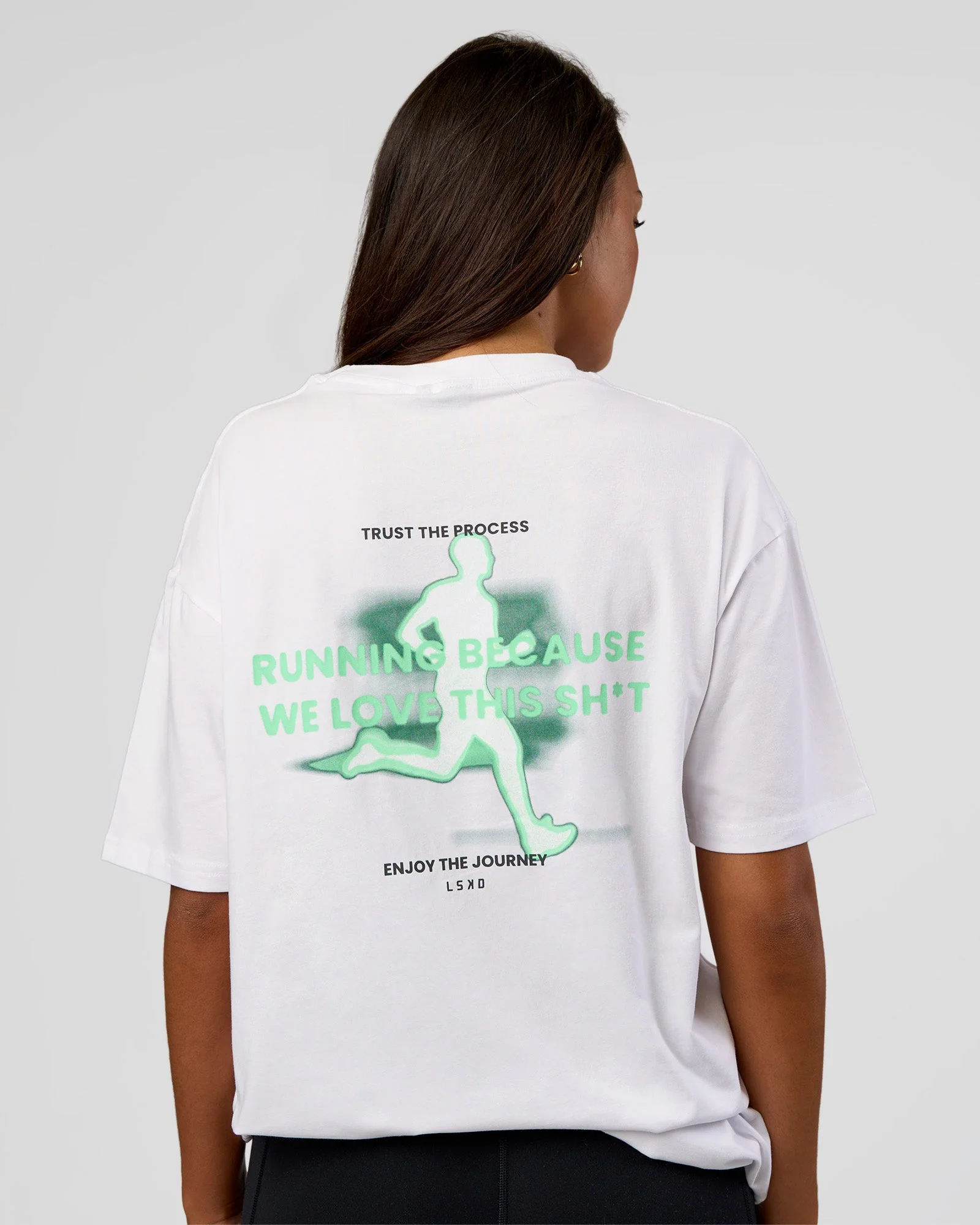 High Run FLXCotton Oversized Tee - White-Jelly Mint - Image 4