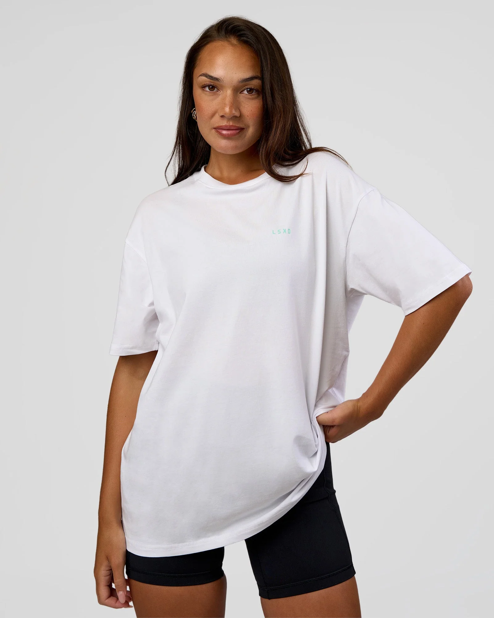 High Run FLXCotton Oversized Tee - White-Jelly Mint - Image 5