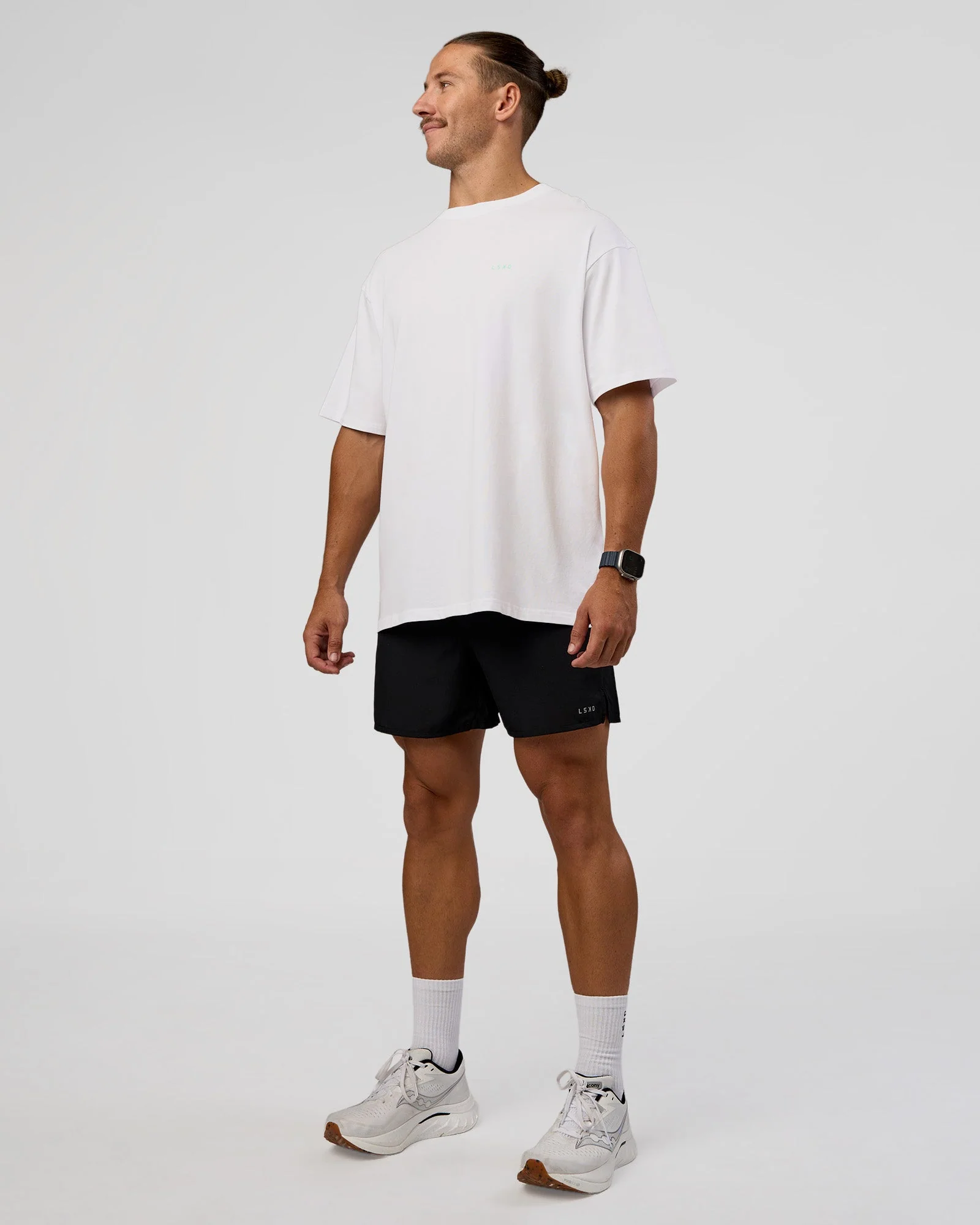 High Run FLXCotton Oversized Tee - White-Jelly Mint - Image 6