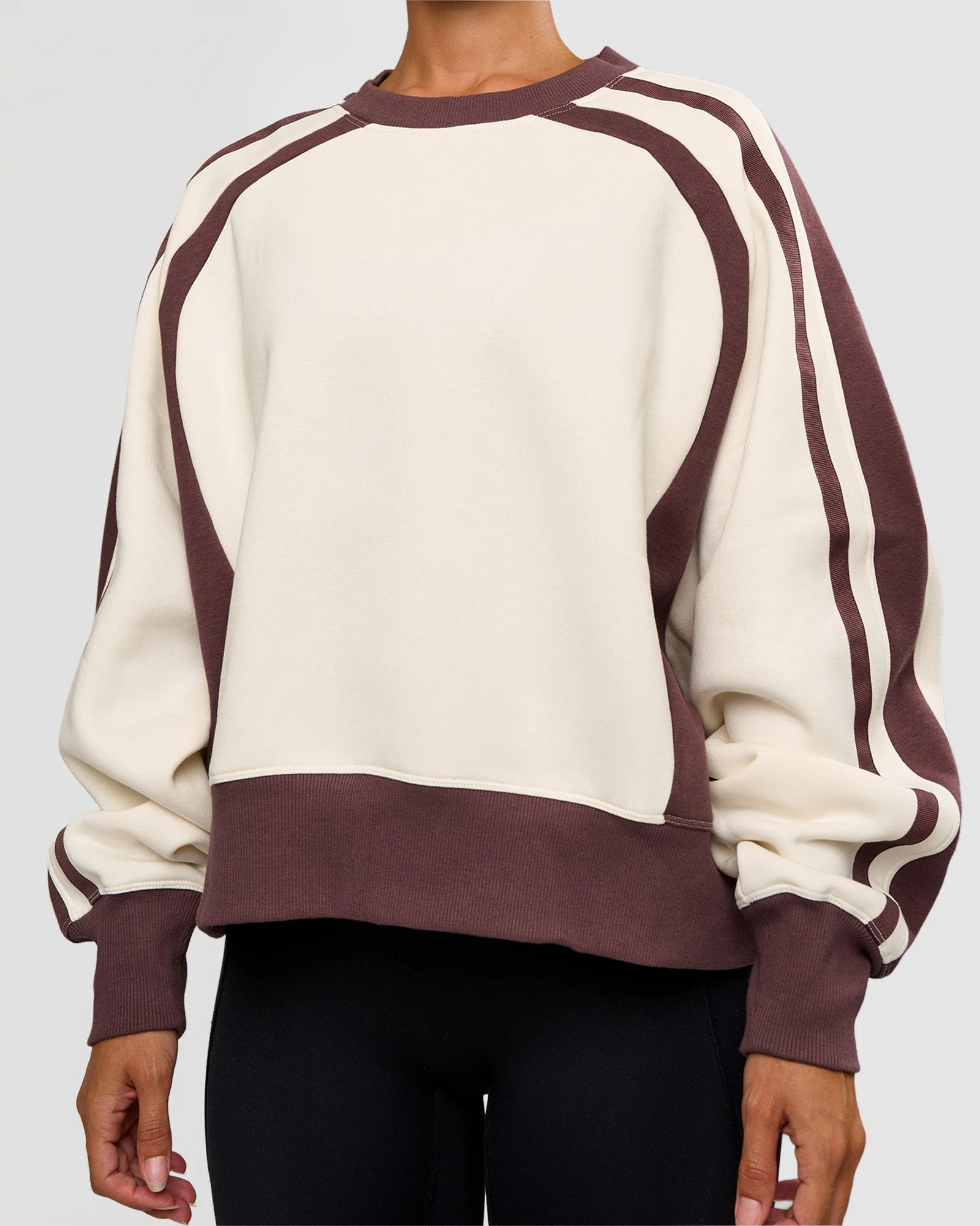 LSKD Fitness Club Oversized Sweater - Off White-Cocoa Powder - Image 8