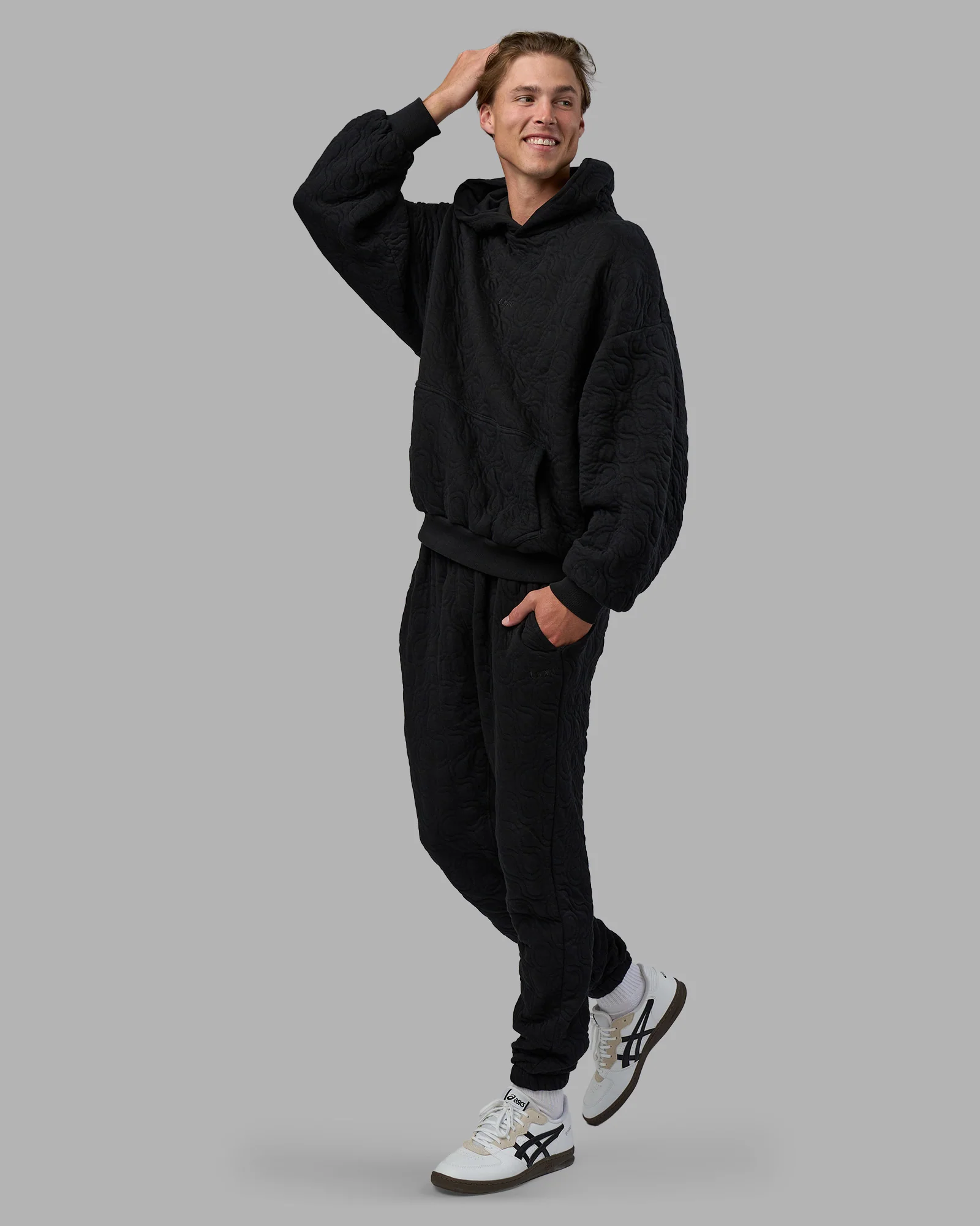 MVP Quilted Oversized Hoodie - Black-Geometric - Image 4