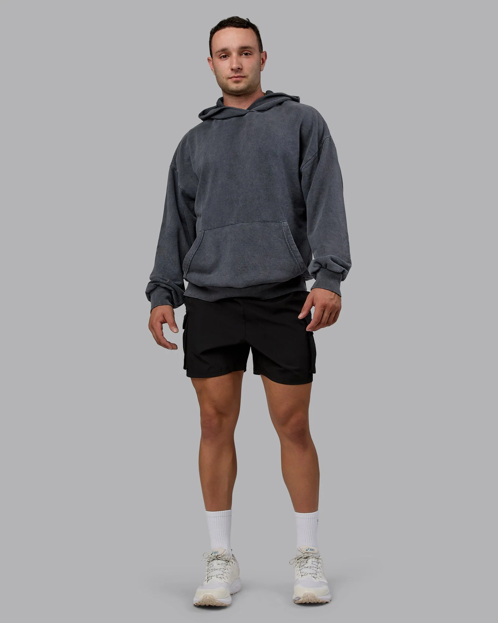Set the Standard Washed Oversized Hoodie - Black-Greyish Purple - Image 10