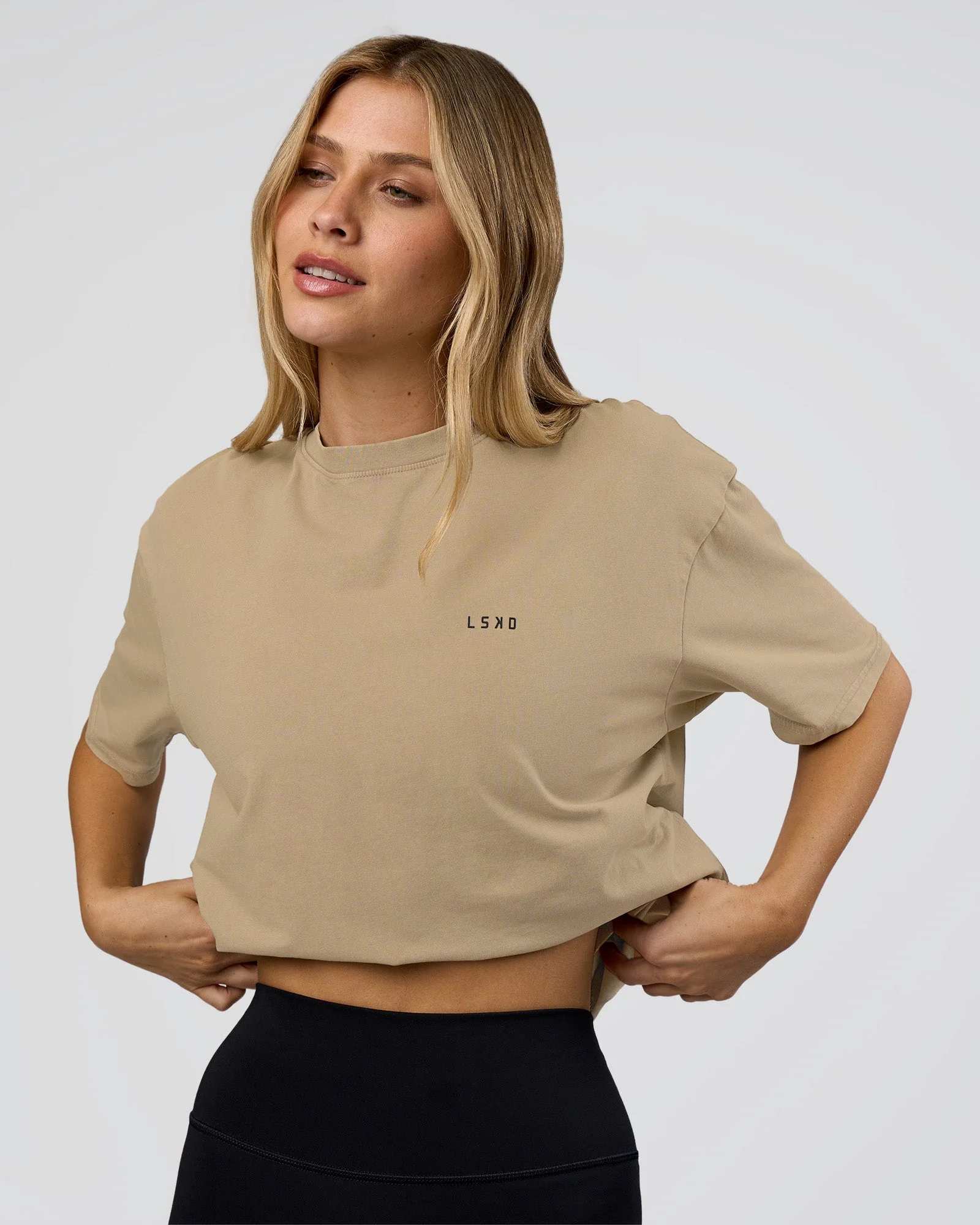 We Love This  FLXCotton Oversized Tee - Greige Washed-Black - Image 4